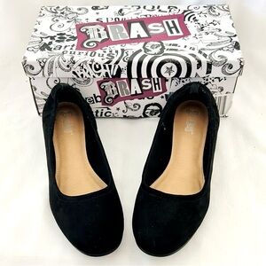 Brash~Black Flats / New In Box / Faux Suede